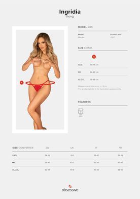 Трусики з доступом Obsessive Ingridia crotchless thong XL/2XL, червоні SO9045 фото Купити Трусики з доступом Obsessive Ingridia crotchless thong XS/S, червоні  Obsessive (Польща) 572 грн