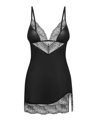 Пеньюар Obsessive Lobellis chemise & thong, XS/S, чорний, мереживне оздоблення, стрінги в комплекті SX1020 фото Купити Пеньюар Obsessive Lobellis chemise & thong, XS/S, чорний, мереживне оздоблення, стрінги в комплекті  Obsessive (Польща) 1 967 грн