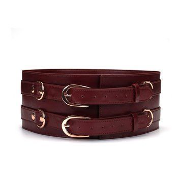 Кожаный пояс для бондажа Liebe Seele Wine Red Waist Cuff, S Size SO9460 фото Купить   Liebe Seele (Японія) 4 009 грн