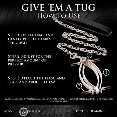 Затискач для статевих губ Master Series: Pussy Tugger Adjustable Vagina Clamp with Chain SO8797 фото Купити Затискач для статевих губ Master Series: Pussy Tugger Adjustable Vagina Clamp with Chain  Master Series (США) 3 787 грн