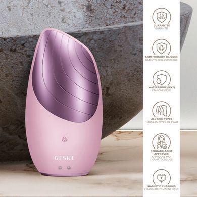 Електронна звукова термо щітка для обличчя GESKE Sonic Thermo Facial Brush 6в1 pink HB0082 фото Купити Електронна звукова термо щітка для обличчя GESKE Sonic Thermo Facial Brush 6в1 pink  GESKE 2 129 грн