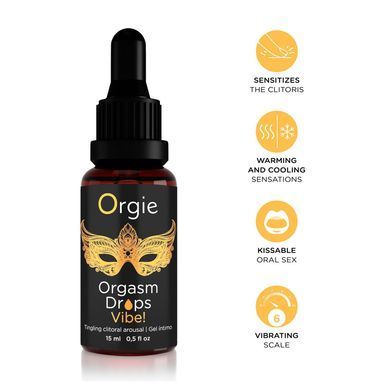 Збуджувальні краплі для клітора Orgie Orgasm Drops Vibe!, 15 мл, тепло-холод, ефект вібрації SX1532 фото Купити Збуджувальні краплі для клітора Orgie Orgasm Drops Vibe!, 15 мл, тепло-холод, ефект вібрації  Orgie (Бразилія-Португалія) 699 грн