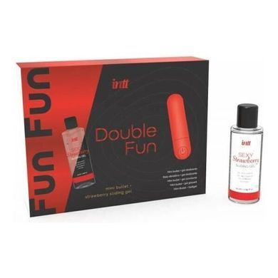 Набор Intt DOUBLE FUN: вибропуля (10 режимов, перезаряжаемая), клубничный лубрикант на водной основе SO7130 фото Купить   Intt (Бразилія-Португалія) 1 662 грн
