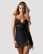 Пеньюар Obsessive Lobellis chemise & thong, XS/S, чорний, мереживне оздоблення, стрінги в комплекті SX1020 фото 6