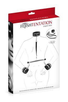 Фіксатор для рук і шиї з повідцем Fetish Tentation Submission bar with handcuffs and collar SO4668 фото Купити Фіксатор для рук і шиї з повідцем Fetish Tentation Submission bar with handcuffs and collar  Fetish Tentation (Франція) 1 108 грн