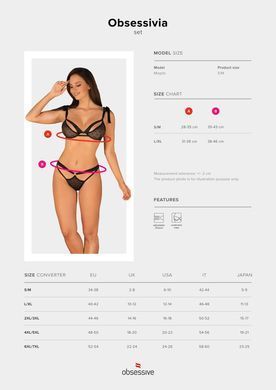(SALE) Полупрозрачный эротический комплект Obsessive Obsessivia 2pcs set black S/M, бюстгальтер и трусики, SO7297 фото Купить   Obsessive (Польща) 1 367 грн