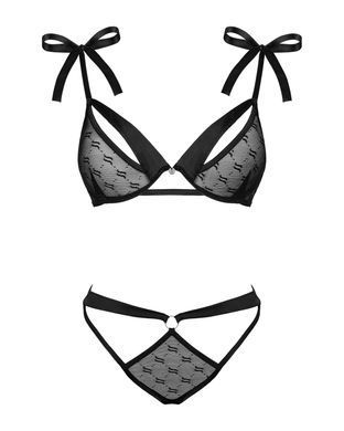 (SALE) Полупрозрачный эротический комплект Obsessive Obsessivia 2pcs set black S/M, бюстгальтер и трусики, SO7297 фото Купить   Obsessive (Польща) 1 367 грн