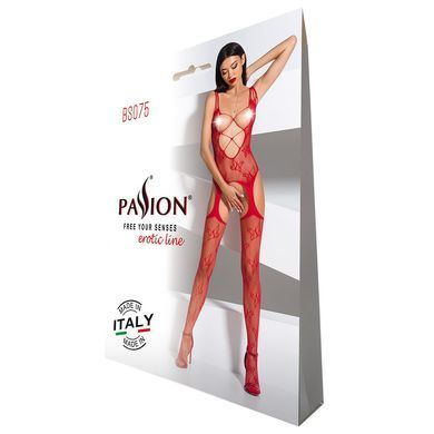 Відвертий бодістокінг з глибоким декольте Passion BS075 red SO4151 фото Купити Відвертий бодістокінг з глибоким декольте Passion BS075 black  Passion (Польща) 803 грн