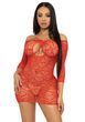 Сукня-сітка з сердечками Leg Avenue Heart net mini dress Red, зав&rsquo;язки, відкриті плечі, one size