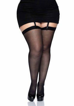 Прозрачные чулки со швом Leg Avenue Sheer backseam stockings Black, plus size SO7912 фото Купить   Leg Avenue (США) 369 грн