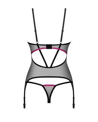 Корсет Obsessive Novenes corset & thong, XS/S, прозрачный, открытая спина, стринги в комплекте SX0613 фото Купить   Obsessive (Польща) 1 921 грн