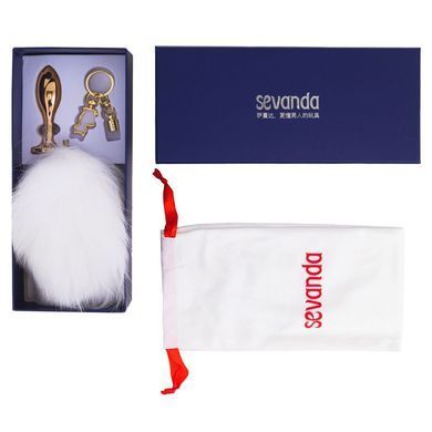 Металлическая анальная пробка Кроличий хвост LOCKINK SEVANDA White Bunny-Tail Anal Rose-shape Plug SX0867 фото Купить   LOCKINK (Китай) 1 200 грн