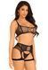 Комплект Leg Avenue Top and garter harness, One Size, чорний, сітчастий, топ + пояс з гартерами &mdash; фото 1