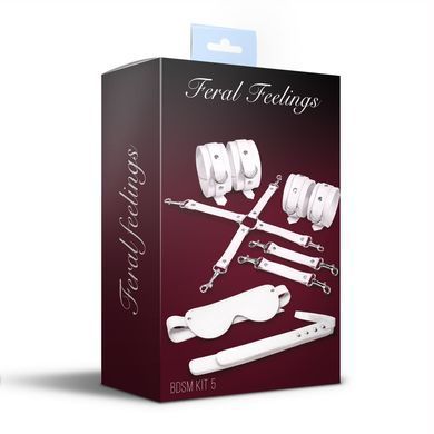 Набор Feral Feelings BDSM Kit 5 White, наручники, поножи, крестовина, маска, падл Feral Feelings  &mdash; фото