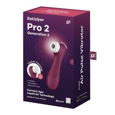 Вакуумний кліторальний стимулятор Satisfyer Pro 2 Generation 3 with Liquid Air Connect App Wіnе Red SO7774 фото Купити Вакуумний кліторальний стимулятор Satisfyer Pro 2 Generation 3 with Liquid Air Connect App Dark Grey  Satisfyer (Німеччина) 2 854 грн