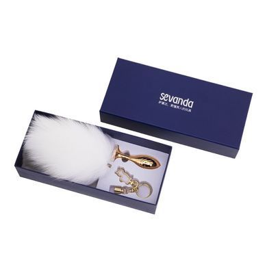 Металева анальна пробка Кролячий хвост LOCKINK SEVANDA White Bunny-Tail Anal Pear-shape Plug SX0868 фото Купити Металева анальна пробка Кролячий хвост LOCKINK SEVANDA White Bunny-Tail Anal Rose-shape Plug  LOCKINK (Китай) 1 200 грн