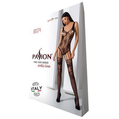 Ажурний бодістокінг з імітацією панчіх Passion BS074 black SO4147 фото Купити Ажурний бодістокінг з імітацією панчіх Passion BS074 black  Passion (Польща) 803 грн