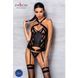 Сетчатый комплект с узором Passion HIMA CORSET L/XL, black, корсет с халтером, подвязки, трусики SO5349 фото 3