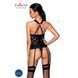 Сетчатый комплект с узором Passion HIMA CORSET L/XL, black, корсет с халтером, подвязки, трусики SO5349 фото 2