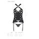 Сетчатый комплект с узором Passion HIMA CORSET L/XL, black, корсет с халтером, подвязки, трусики SO5349 фото 7