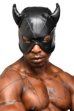 Маска с рогами Master Series: Dungeon Demon Bondage Mask with Horns, черная SO8800 фото Купить   Master Series (США) 1 921 грн