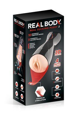 Премиум-вибромастурбатор Real Body - Real Sucking Pussy 2, всасывание, звук, стимуляция промежности SO8692 фото Купить   Real Body (Франція) 6 088 грн