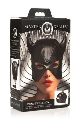 Маска с рогами Master Series: Dungeon Demon Bondage Mask with Horns, черная SO8800 фото Купить   Master Series (США) 1 921 грн