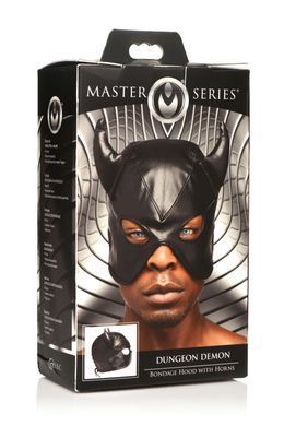 Маска с рогами Master Series: Dungeon Demon Bondage Mask with Horns, черная SO8800 фото Купить   Master Series (США) 1 921 грн