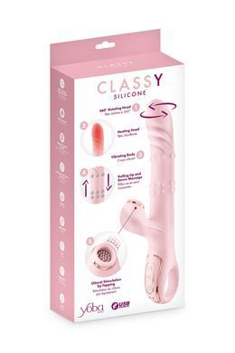 Вібратор-кролик 5в1 Yoba Classy, вібрація, ротація, пульсація, перлинний масаж, нагрівання SX3983 фото Купити Вібратор-кролик 5в1 Yoba Classy, вібрація, ротація, пульсація, перлинний масаж, нагрівання  Yoba (Франція) 2 639 грн