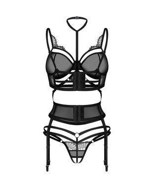 Комплект Obsessive Premisis Black 3-pcs crotchless set S/M SX3114 фото Купити Комплект Obsessive Premisis Black 3-pcs crotchless set S/M  Obsessive (Польща) 3 852 грн