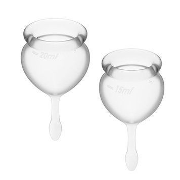 Набір менструальних чаш Satisfyer Feel Good (Transparent), 15мл і 20мл, мішечок для зберігання SO6289 фото Купити Набір менструальних чаш Satisfyer Feel Good (Transparent), 15мл і 20мл, мішечок для зберігання  Satisfyer  399 грн