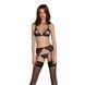 Комплект з відкритим доступом Passion DELIENA SET L/XL black, ліф, стрінги, пояс для панчіх SO8421 фото 1