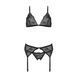 Комплект з відкритим доступом Passion DELIENA SET L/XL black, ліф, стрінги, пояс для панчіх SO8421 фото 4