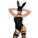 Эротический костюм кролика Obsessive Bunny costume S/M, black, боди, чокер, гартеры, чулки, маска SO7701 фото 1