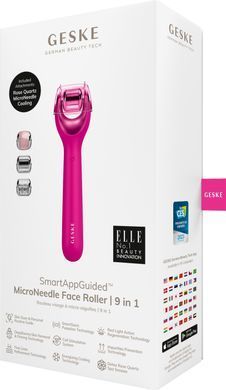 Електронний ролер для обличчя з мікроголками GESKE MicroNeedle Face Roller 9в1 magenta HB0186 фото Купити Електронний ролер для обличчя з мікроголками GESKE MicroNeedle Face Roller 9в1 magenta  GESKE 1 699 грн