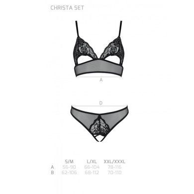 Комплект із бралету з ажурним ліфом та відкритими трусиками Passion CHRISTA SET Open Bra L/XL black SO5759 фото Купити Комплект із бралету з ажурним ліфом та відкритими трусиками Passion CHRISTA SET Open Bra L/XL black  Passion (Польща) 1 690 грн