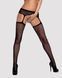 Сітчасті панчохи-стокінги з квітковим малюнком Obsessive Garter stockings S207 XL/XL, чорні, доступ SO7267 фото 1