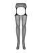 Сітчасті панчохи-стокінги з квітковим малюнком Obsessive Garter stockings S207 XL/XL, чорні, доступ SO7267 фото 5