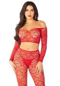 Комплект Leg Avenue Off The Shoulder Top and Footless Tights One Size, Red SX1749 фото Купити Комплект Leg Avenue Off The Shoulder Top and Footless Tights One Size, Red  Leg Avenue (США) 1 274 грн