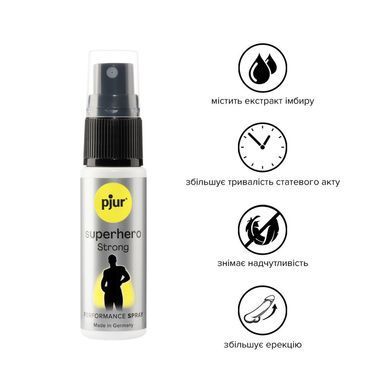Спрей-пролонгатор pjur Superhero Strong Spray 20 ml, з екстрактом імбиру, без анестетиків PJ12920 фото Купити Спрей-пролонгатор pjur Superhero Strong Spray 20 ml, з екстрактом імбиру, без анестетиків  Pjur (Люксембург) 905 грн