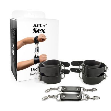 Наручники мужские Art of Sex - Handcuffs Dragons man из экокожи, цвет черный SO9975 фото Купить   Art of Sex  905 грн