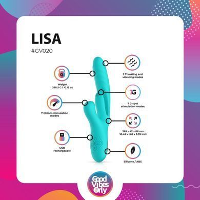 Вібратор-кролик Good Vibes Only - Lisa Thrusting Rabbit Vibrator with G-Spot Stimulator SX3066 фото Купити Вібратор-кролик Good Vibes Only - Lisa Thrusting Rabbit Vibrator with G-Spot Stimulator  Good Vibes Only (Нідерланди) 3 667 грн