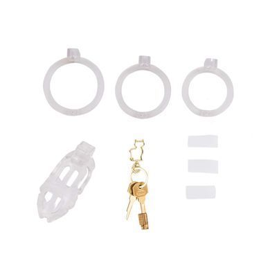 Клетка для пениса LOCKINK SEVANDA Plastic Penis Chastity Cage, прозрачная, 3 кольца разных размеров SX0871 фото Купить   LOCKINK (Китай) 923 грн