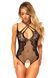 Тедди с открытым доступом Leg Avenue Net and lace crotchless teddy One size Black, шнуровка на спине SO8608 фото 3
