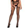 Панчохи-стокінги із сітки різного розміру Obsessive Garter stockingsS815S/M/L, чорні, з доступом