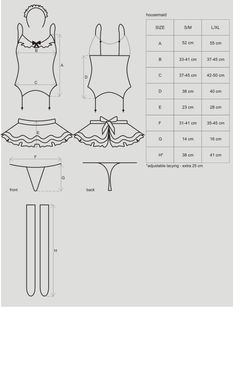 Еротичний костюм покоївки зі спідницею Obsessive Housemaid 5 pcs costume L/XL, чорно-білий, топ з пі SO7279 фото Купити Еротичний костюм покоївки зі спідницею Obsessive Housemaid 5 pcs costume L/XL, чорно-білий, топ з пі  Obsessive  3 539 грн