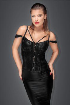 Корсет з гіпюром, Noir Handmade, вініловий, чорний, Розмір S Noir Handmade  &mdash; фото