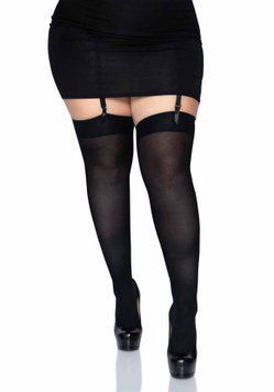 Плотные непрозрачные чулки Leg Avenue Nylon Thigh Highs Black, plus size SO7917 фото Купить Плотные непрозрачные чулки Leg Avenue Nylon Thigh Highs Black, plus size  Leg Avenue  299 грн