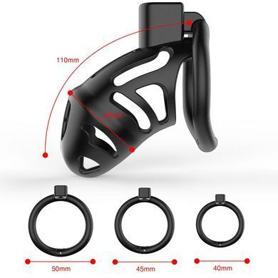 Клітка для пеніса LOCKINK SEVANDA Naja-Cobra Chastity Cage, чорна, 3 кільця різних розмірів SX0872 фото Купити Клітка для пеніса LOCKINK SEVANDA Plastic Penis Chastity Cage, прозора, 3 кільця різних розмірів  LOCKINK (Китай) 720 грн