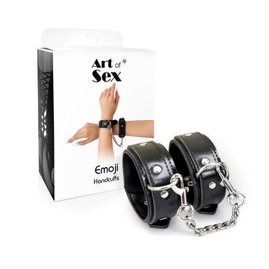 Наручники із екошкіри Art of Sex - Handcuffs Emoji, колір чорний SO9976 фото Купити Наручники із екошкіри Art of Sex - Handcuffs Emoji, колір чорний  Art of Sex  692 грн